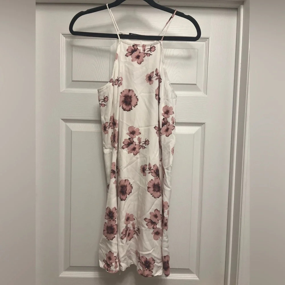 Brandy Melville Jada Pink Floral Mini Slip Dress Halter Boho Women's One Size
